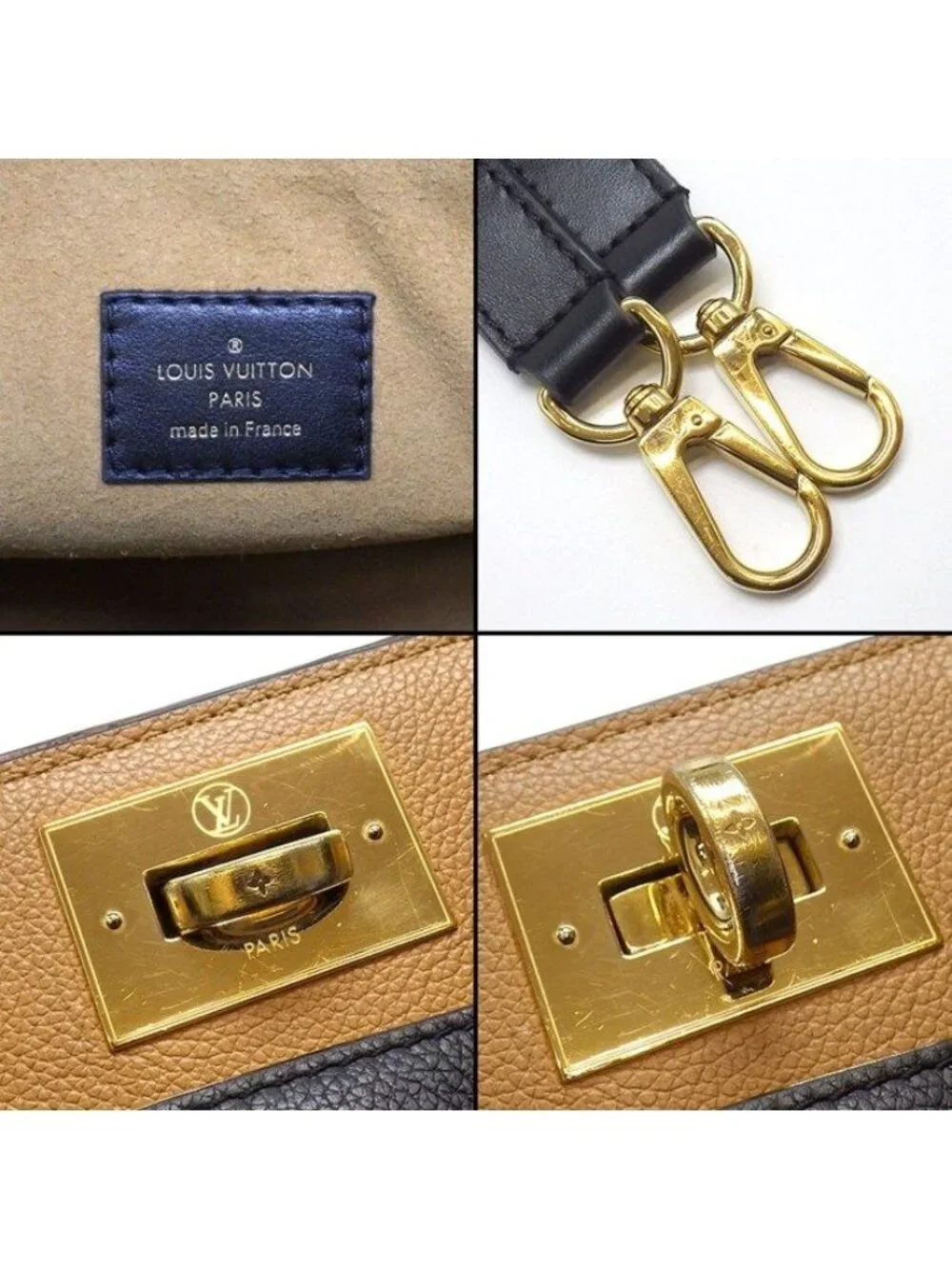 Louis Vuitton Tote Bag on My Side MM Monogram Canvas Black Grain Calfskin